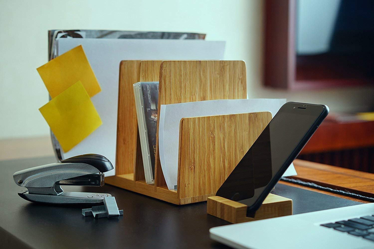Kenley Desktop Organizer - Bamboo Wood File