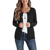 CZYINXIAN Women's Cable Knit Cardigan Sweater Casual Long Sleeve Open Front Button Down Fall Outerwear