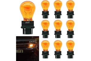 Eratus 10 PCS 3157 Halogen Bulb, 12V 21/5W BAY15D High and Low Foot Double Filament Brake Light, Quartz Glass Waterproof High Brightness Plug and Play Indicator Light, for Most Cars (Amber)