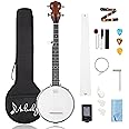 5 String Banjo Mini - Mulucky 26 Inch Travel Banjo Sapele Body Closed Solid Back Beginner Kit With Gig Bag Picks Strings Strap - B806
