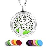 abooxiu 316 Stianless Steel Aromatherapy Essential Locket Oil Diffuser Necklace 