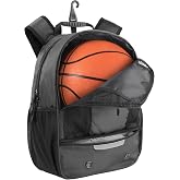 Summit Ridge Sports Backpack 17 Inch with Ball &amp; Shoe Compartment, Soccer, Basketball, Baseball, Football Gear Bag (Cool Grey and Black)
