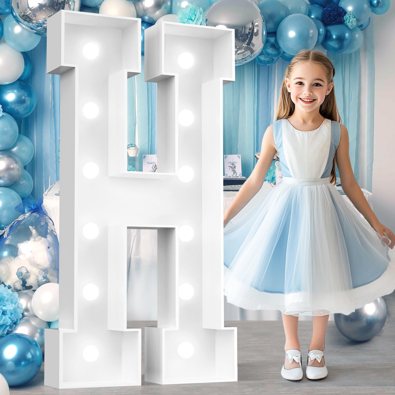 Photo 1 of Ledido 4FT Marquee Light Up Letters H, Easy to Assemble Cool White Marquee Letters 4 Feet Tall for Indoor & Outdoor Events, Large Lighted Letter for Birthday Graduation Baby Shower Party Decorations