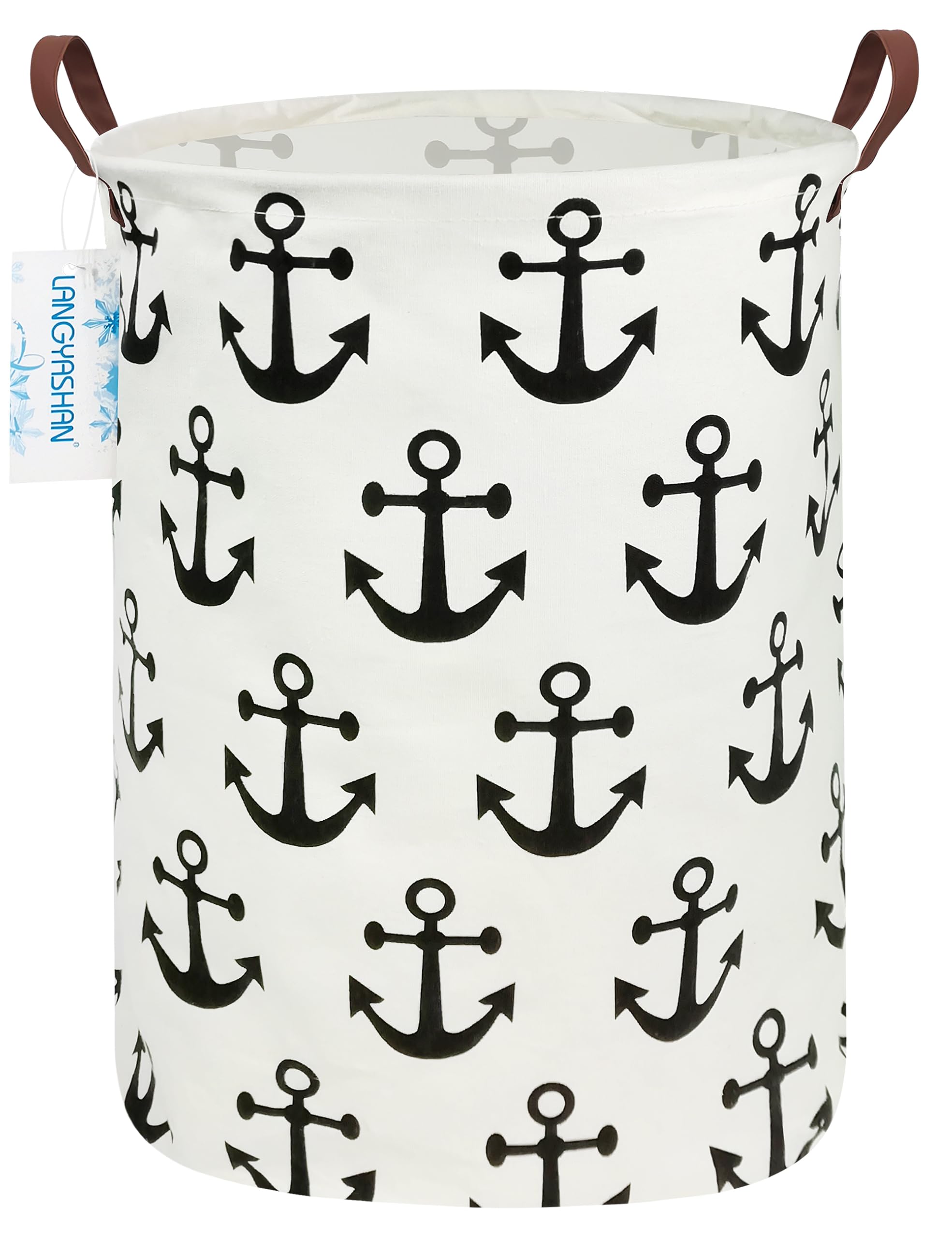 LANGYASHAN Laundry Basket Canvas Fabric Collapsible