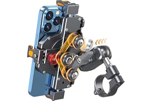 KAISHENGYUAN Aluminum Alloy Motorcycle Phone Mount with Vibration Dampener & High-Speed Secure Lock, One-Push Anti-Theft Phone Cradle Handlebar Cellphone Holder for Motorcycle ATV Scooter for 5.8"-7.2" Phones