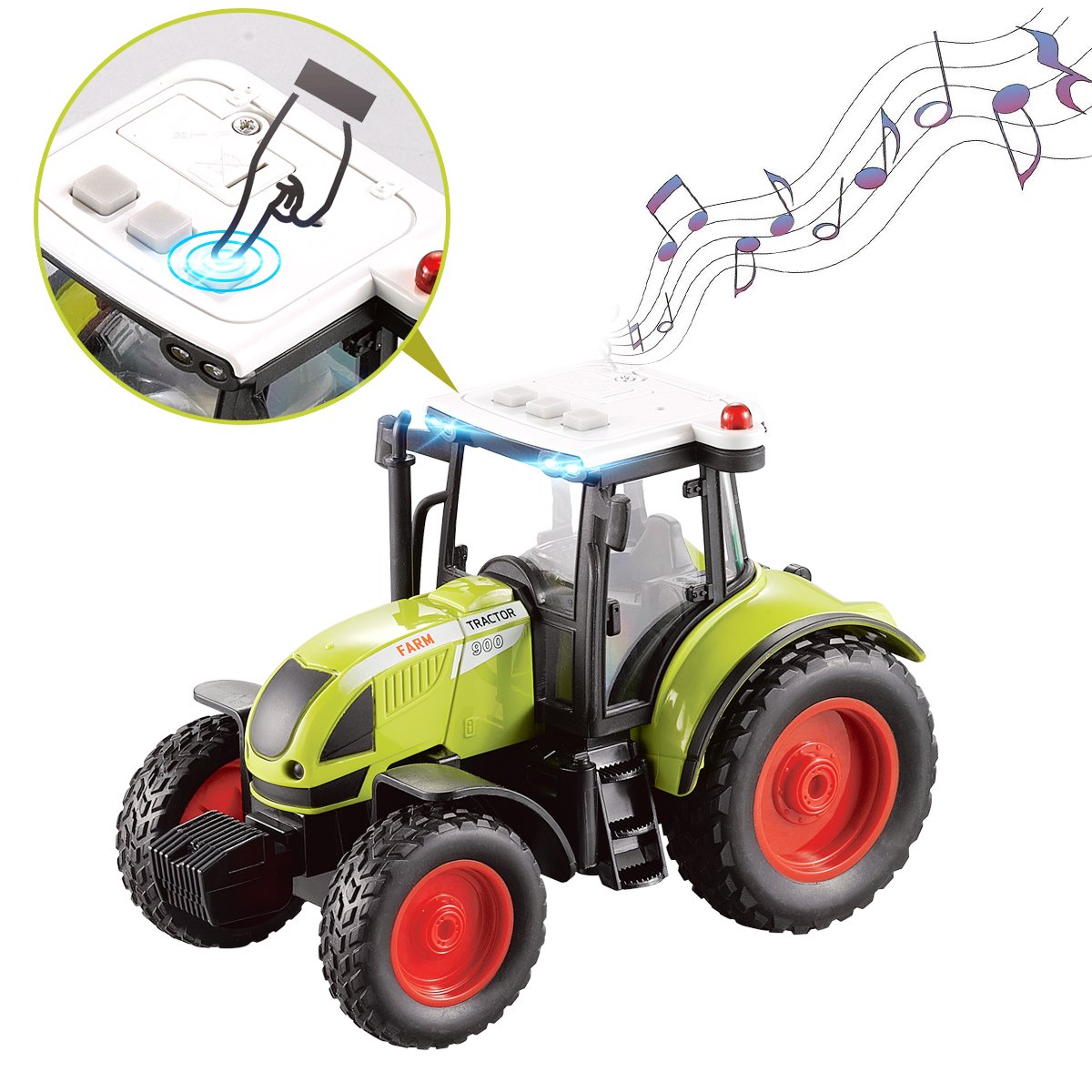 Fistone 1:16 Truck Inertia Farm Tractor Modern Farm Machinery Car Toy Simulation Farmer Tractor with Light and Music