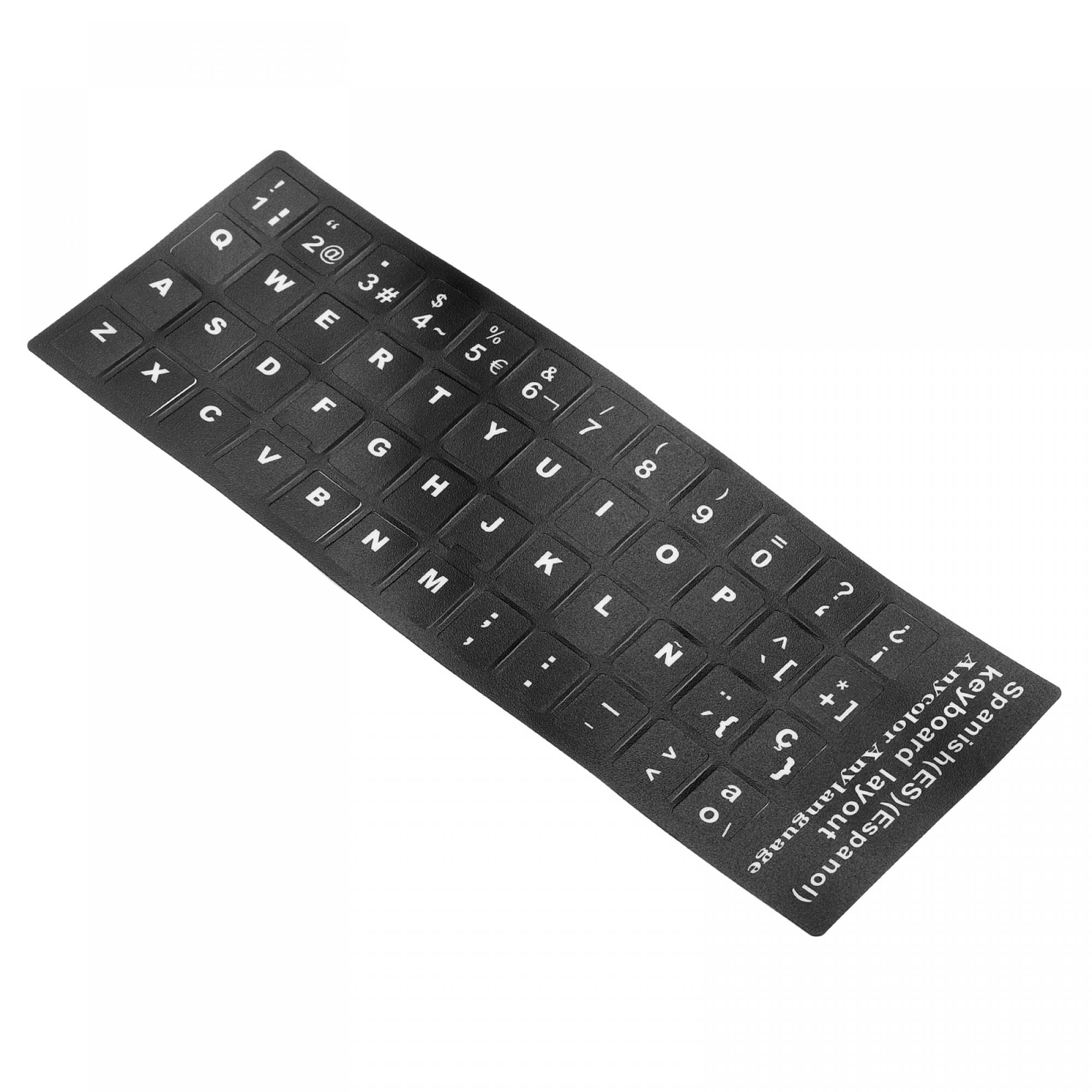 PATIKIL Spanish Keyboard Layout Stickers, 4 Pack Universal Keyboard Replacement Cover for Notebook Desktop Computer, Black Background White Lettering