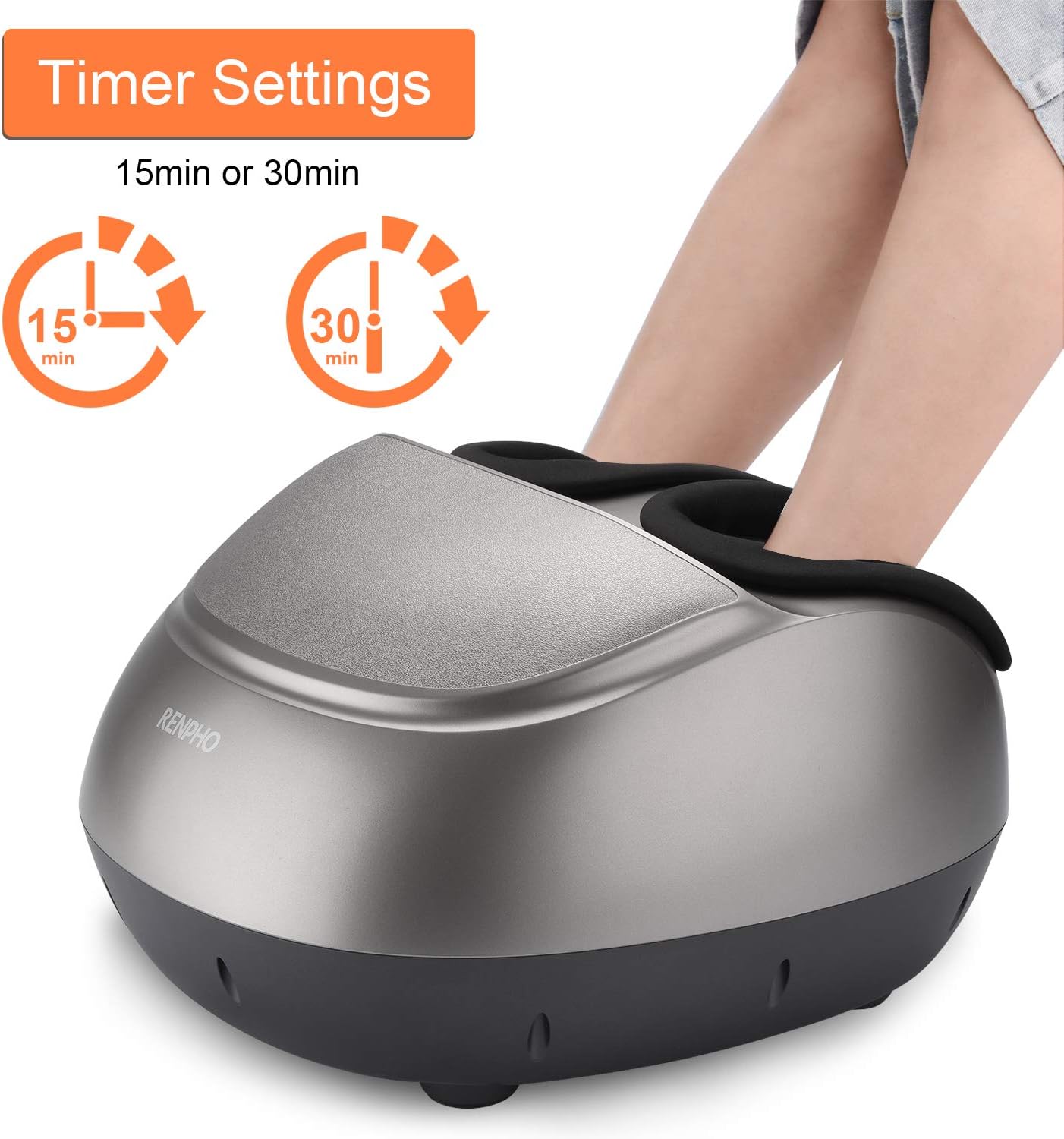 RENPHO Foot Massager Machine with Heat and Remote, Shiatsu Deep Kneading, Multi-Level Settings, Delivers Relief for Tired Muscles and Plantar Fasciitis, Fits feet up to Men Size 12, Fathers Day Gifts: Health & Personal Care