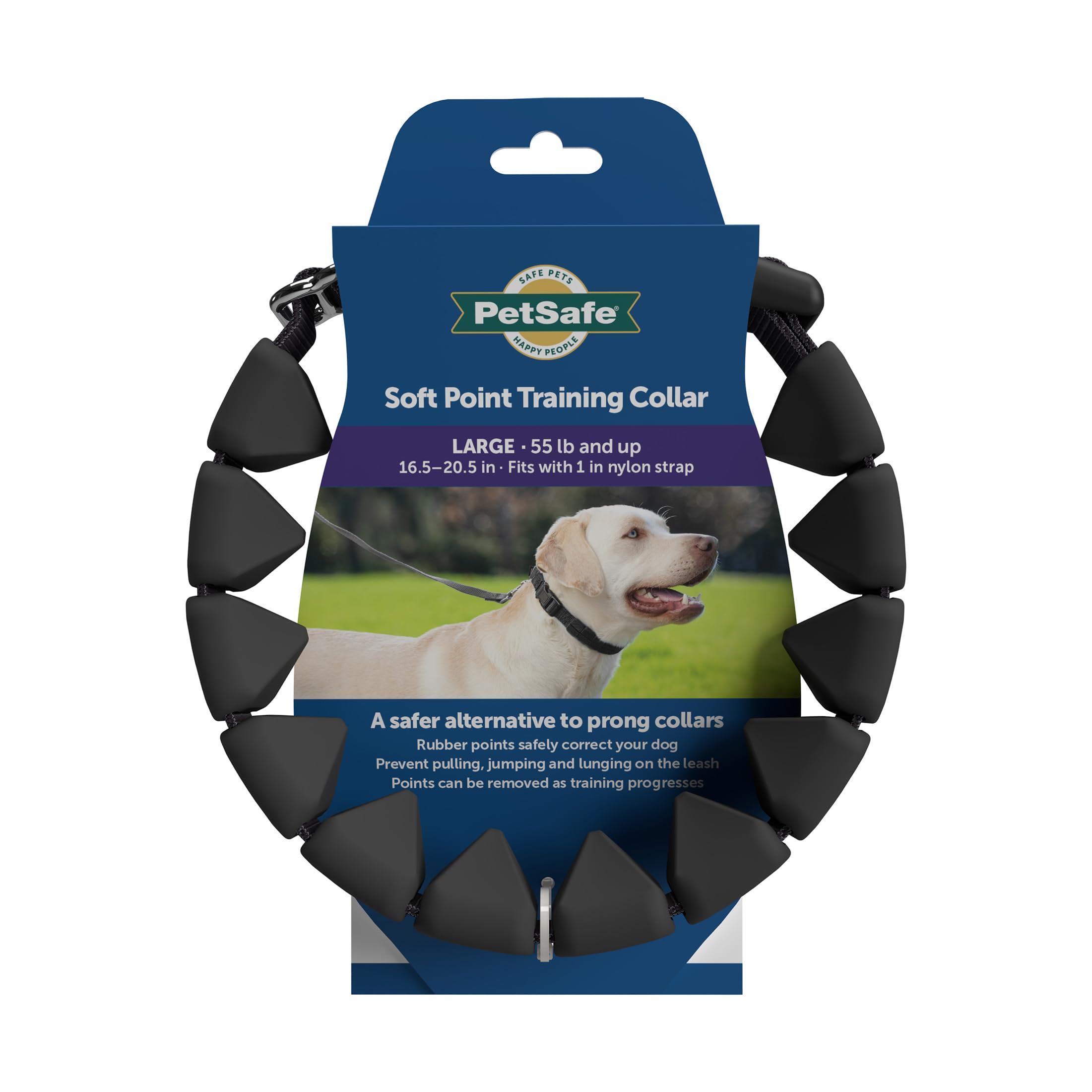 PetSafe Soft Point Training Collar, No Pull Training Collar for Dogs, Rubber Soft Points, Large, 1 in, Black