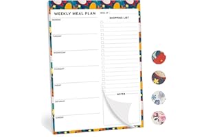 Boonble Weekly Meal Planner and Grocery List, Magnet Pad for Fridge, 52 Undated Sheets Magnetic Note for Family Meal Prep with Tear Off Shopping List Fruity 4
