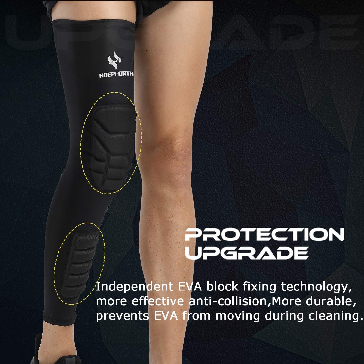 HOPEFORTH Knee Calf Padded 2 Pack Compression Leg Sleeve Thigh Sports Protective Gear Shin Brace Support for Football Basketball Volleyball Soccer Baseball Tennis Youth Kids Adult : Health & Personal Care