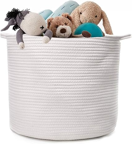 Nxy X Large Corde De Coton Panier Tisse Bebe Panier A Linge Pour Couvertures Jouets Panier