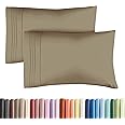 King Pillow Cases Set of 2 - Ultra Soft Hotel Quality Pillowcase Covers - Luxury Comfy Cozy Bedding for Women, Men, Kids & Teens - Machine Washable Pillow Protectors - 2 Pieces Set - King Size Khaki