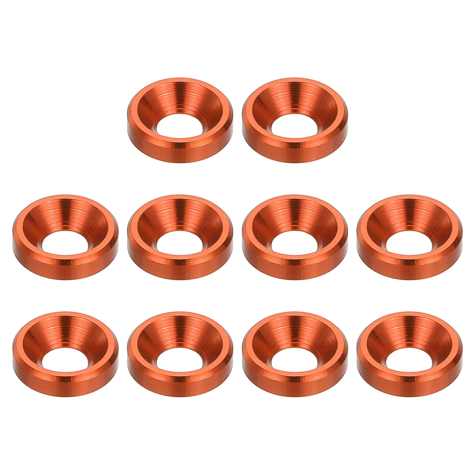 PATIKIL M3 Finishing Countersunk Washers, 10 Pack Head Washers Alloy Aluminum Screw Gaskets for Screw Bolt RC FPV PC Mechanical Accessories Parts, Orange