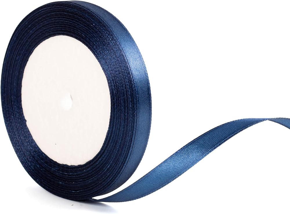 YAAVAAW 22m Navy Satin Ribbon 10mm Thin Gift Wrap Wedding Decor