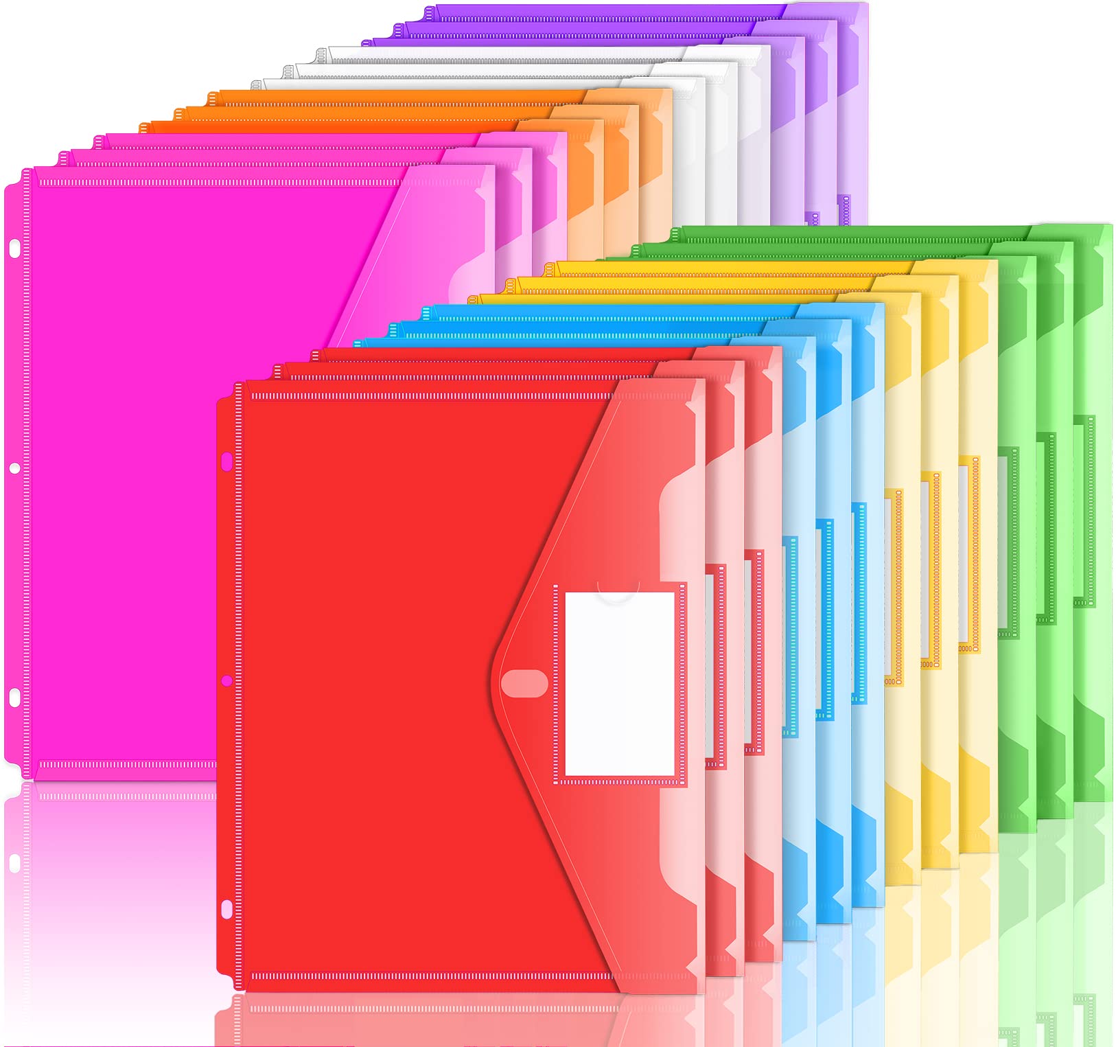 Photo 1 of Forvencer Binder Pocket, 24 Pack Super Heavyweight Poly Binder Pocket with Tight Closure, Binder Folders Side Loading, 3 Ring Binder Pocket, Binder Dividers with Pockets, Letter Size, Assorted Colors