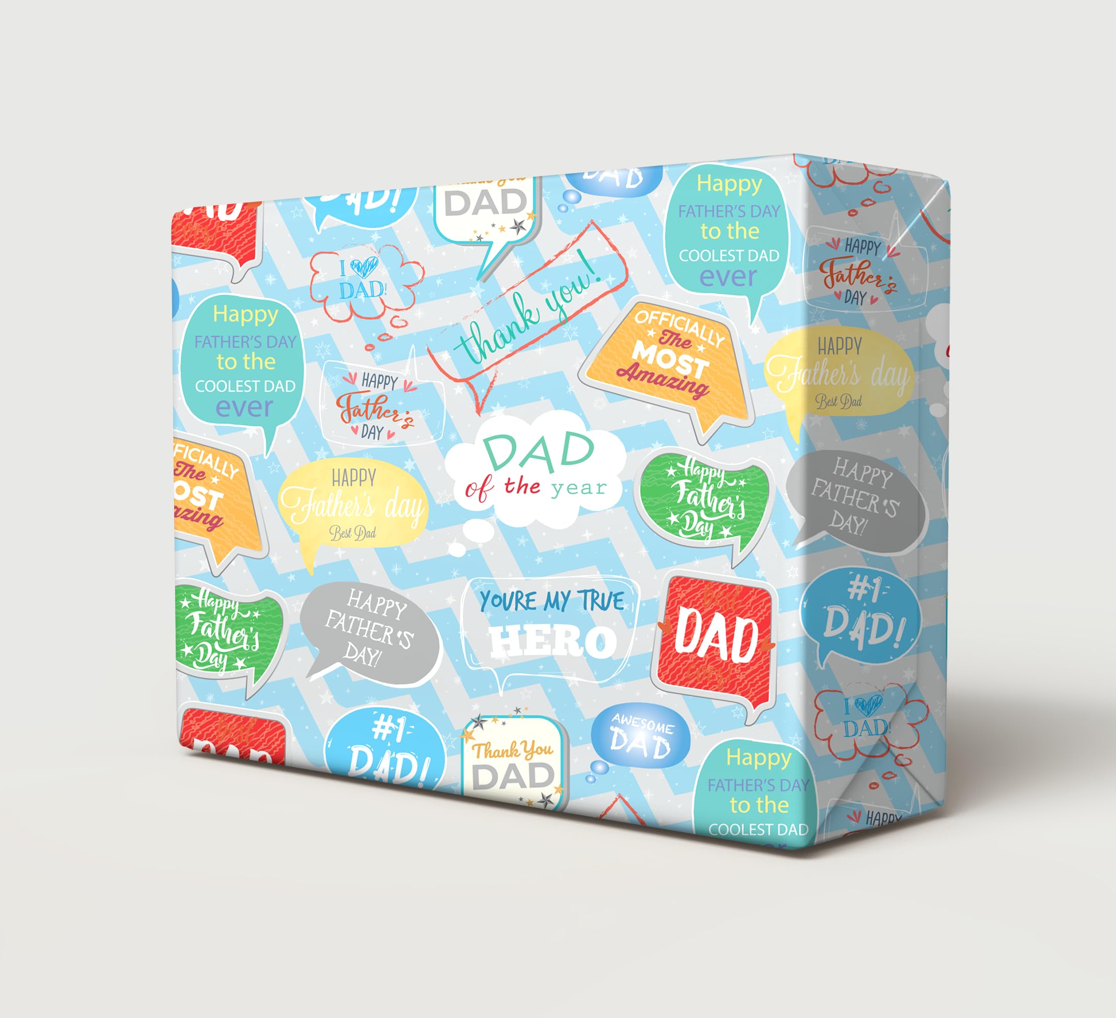 4 Sheets 4 Gift Tags Father's Day Speech Bubbles Messages Design Wrapping Paper Multi Colour Dad Daddy Gift Wrap (PA)