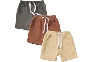 SOBOWO Baby Boys Girls Sport Shorts Summer 3-Pack Infant Solid Cotton Jogger Active Shorts Casual Harem Pants 0-24 Months