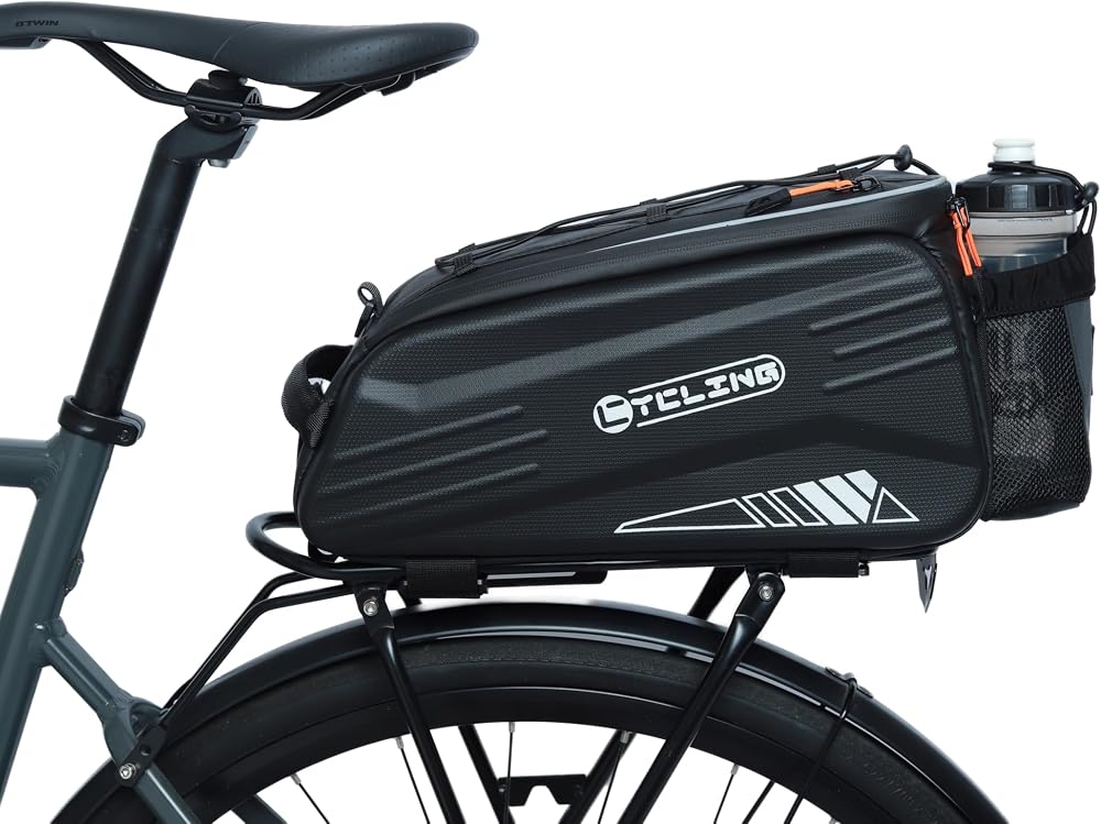 HOMPER Waterproof Bike Rack Pannier Bag 9L EVA Hard Shell Reflective Black