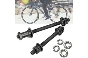 MOONDKIST 1 Pair Bike Axle, Bicycle Axles Rear Axle Front Axle Set with 20.5mm, 25mm Wheel Hub Steel Ball, Mountain Bike Hollow Hub Shaft Front and Rear Axle Kit 108mm, 145mm for Mountain MTB Bike