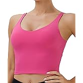 Oalka Sports Bra Womens Longline Padded Crop Tank Yoga Bras Workout Fitness Top