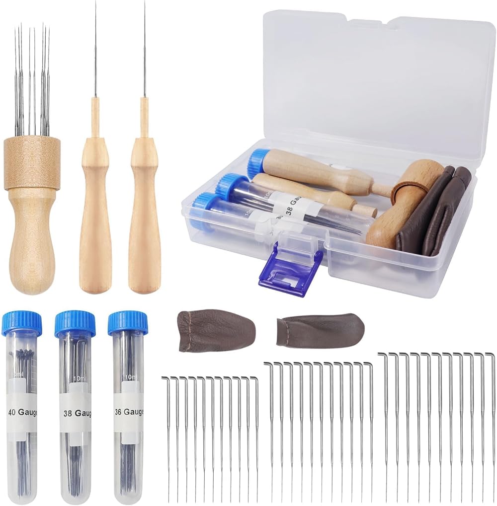 Redamancy 36Pcs Wool Felting Needle Tools Kit 3 Sizes with Wood Handle