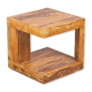 Couchtisch Shiva Stone A 50x50 Akazie Massivholz Wohnzimmertisch