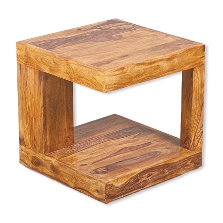 Couchtisch SHIVA Stone-A 50x50 Akazie Massivholz Wohnzimmertisch Beistelltisch