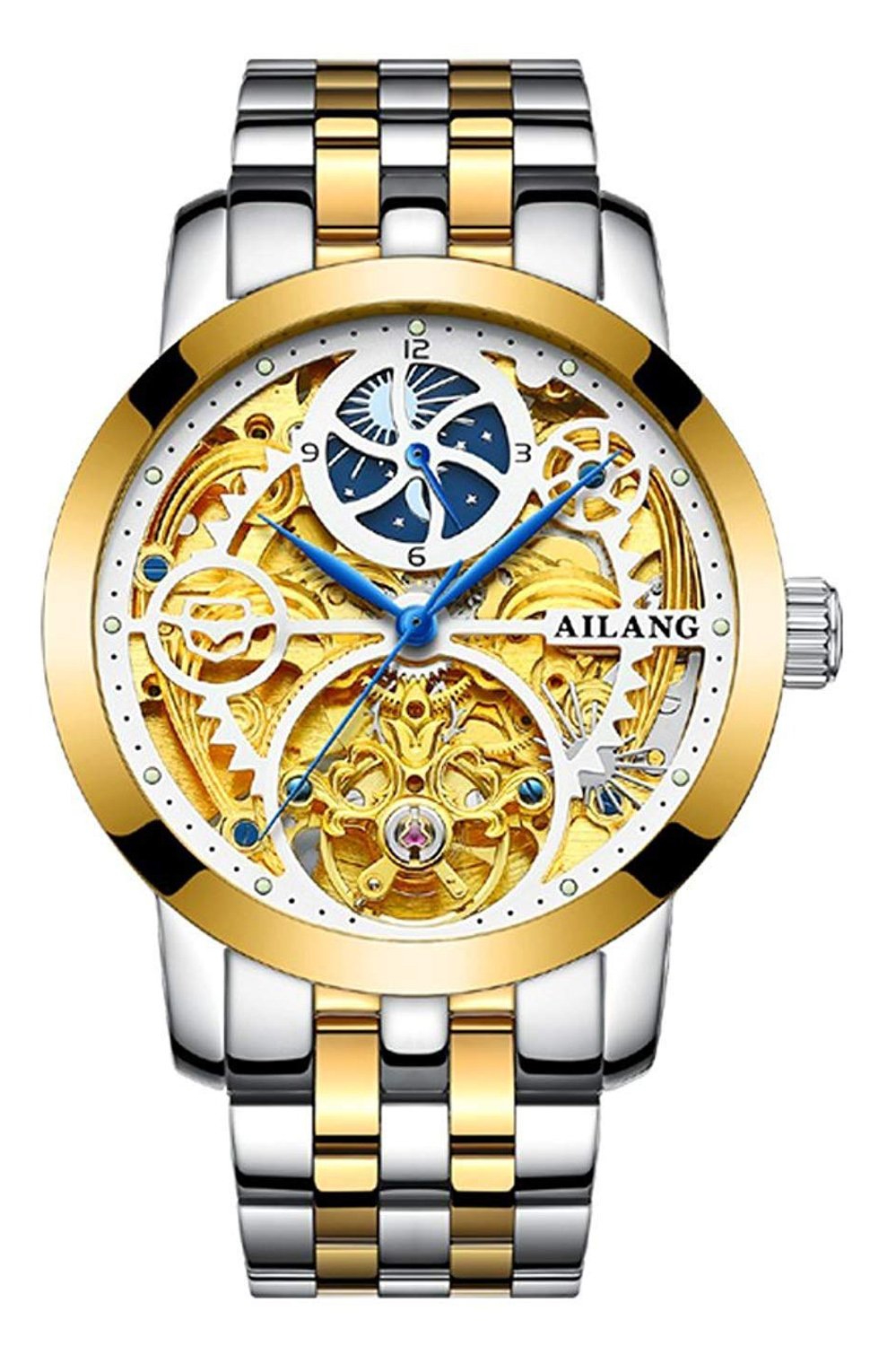 New Tourbillon Men Watches Top Brand Skeleton Mechanical Sport Full Steel Waterproof Luminous Automa