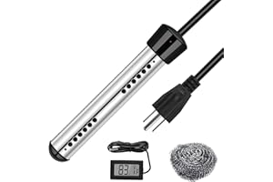 NEWRUIHENG Immersion Electric Water Heater, 1500W 120V Portable Hot Tub Water Warmer, Submersible Pool Water Heating Element, Heat 5 Gallons Water in Minutes for Bucket, Bathtub, Inflatable Pool, Camping-Black