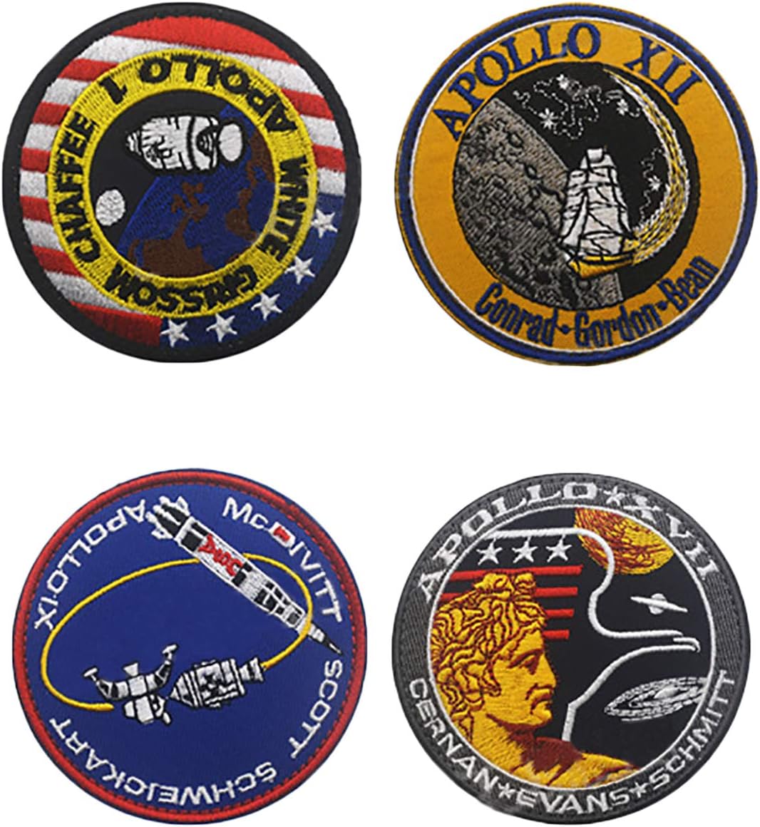 3/4 Pieces Apollo Spaceflight Project Series Patch NASA Velcro Patches Set Embroidery Memory Patch AB22-4P-1