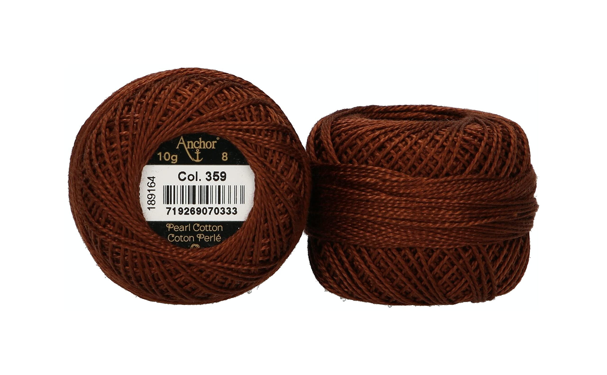 Anchor 4591008-00359 Embroidery Thread, 100% Cotton, Brown, Thickness 8, 82 m, 16 g — image 1
