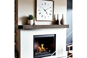 BoscoMondo Solid Wood Fireplace Mantel Shelf, Floating Mantle for Living Room, Farmhouse Rustic Wood Mantel, Easy Wall Mount with Heavy-Duty Metal Bracket (54", Rustic Black)