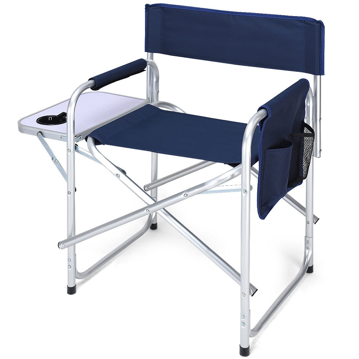 Totoshop B07l4x774n カップホルダー付き 釣り キャンプ アウトドア ネイビー折りたたみディレクターの椅子サイドテーブル チェアベンチ ネット限定 Anoual Ma