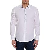 Robert Graham Men's Bayview Long-Sleeve Woven Button Down Shirt, Premium Cotton Knit Top, Classic-Fit & Richly Detailed