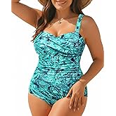 Aqua Eve Womens Plus Size One Piece Swimsuit - Ruched Tummy Control Bathing Suit Twist Front Swimwear