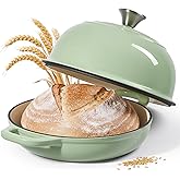 4.5 QT Dutch Oven for Bread Baking, Cast Iron Bread Oven for Sourdough, Enamelled Bread Dutch Oven with Lid, Heavy-Duty Non Stick Bread Pot, Green