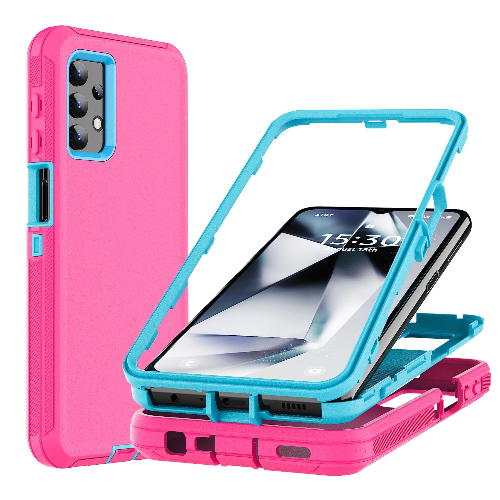 Ylzhe for Samsung Galaxy A32 5G Phone Case, A32 5g Samsung Phone Case Full-Body Shockproof, Soft TPU Bumper Hard PC Shockproof Phone Cover Case for A32 Case Pink＋Blue