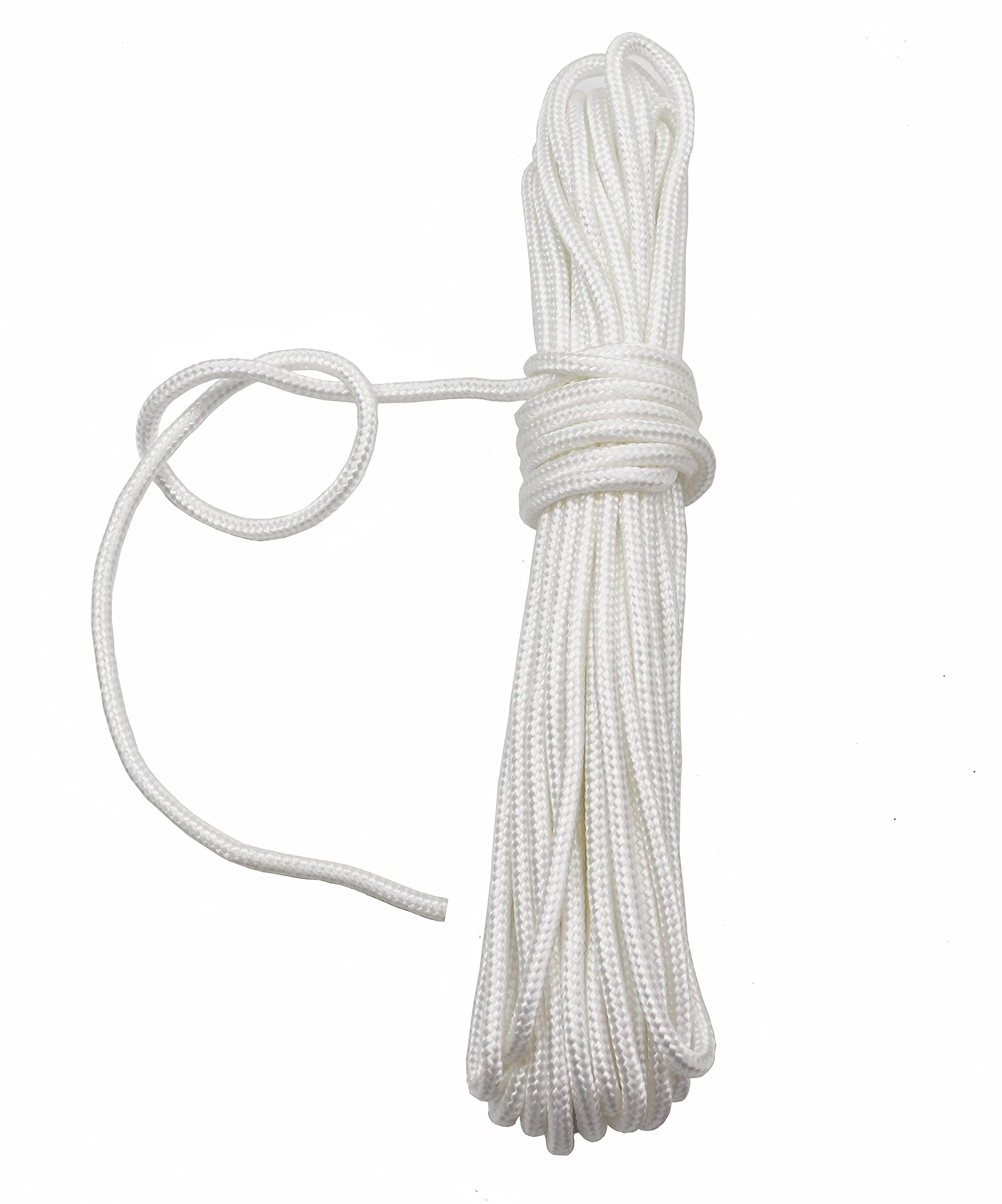 Fuwok 2/3/4/6/8/10MM 20M(64ft) Satin Nylon Trim Cord,Rattail Silk Cord,All Purpose Rope,Assorted Colors Nylon String Twisted Durable Long Ropes (White, 2mm)