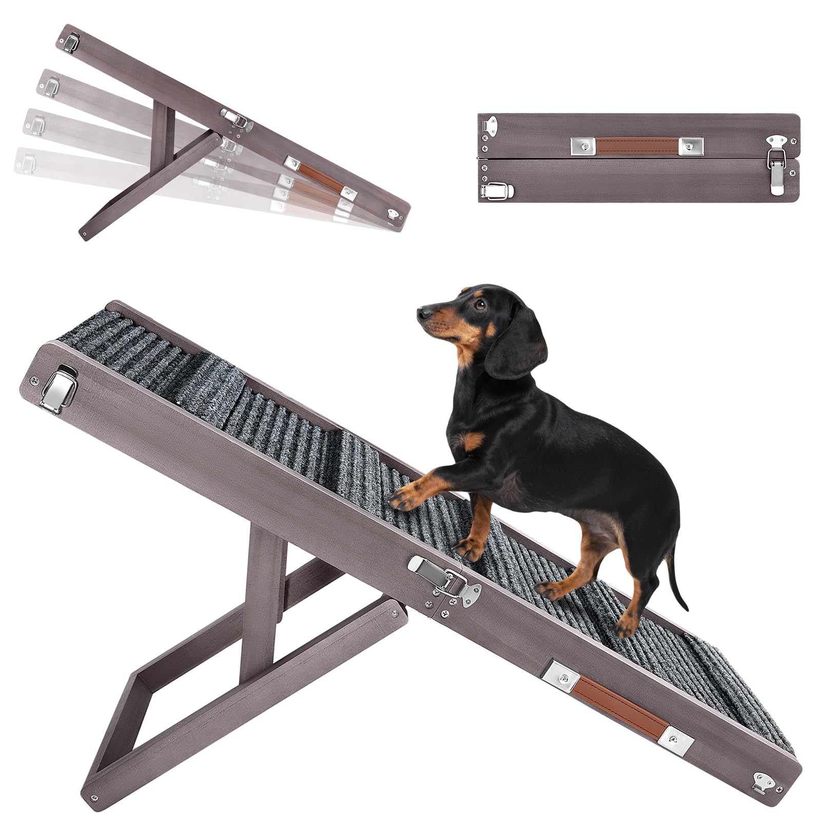 Photo 1 of Pawaboo 2026 Upgraded Dog Ramp for Couch, Foldable Small Dog Ramp for Sofa, 4 Adjustable Height from 13'' to 21", Portable Stable Pet Step with Non-Slip Pad, Pet Ramps Use for Couch Stairs,Grey Purple