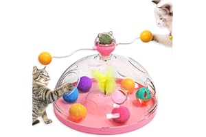 DERERSTE Cat Toy, Cat Toy Indoor for Cats, Interactive cat Toy, Kitten Toys for Indoor Cats,Multi-Function Cat Toy with Catnip Ball Track Ball and Feather