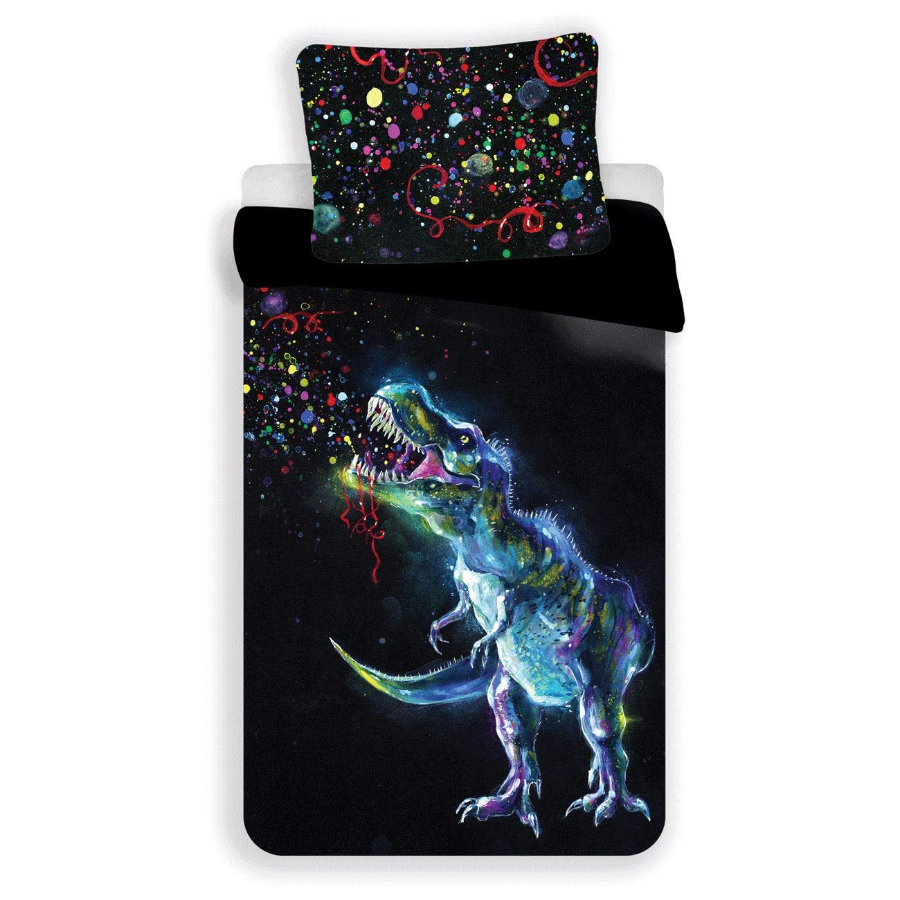 Dinosaure Black Cotton Duvet Cover Set