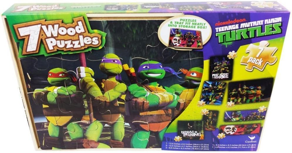 Gift Item Teenage Mutant Ninja Turtles Puzzles in Wood Box - 7 Puzzles Total
