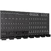 INCLY 158PCS Black Metal Pegboard Wall Organizer 48x24 Inch | Pegboard Panels Tool Organizer Kit with Accessories Hooks and Bins, Peg Board Utility Tool Storage, For Garage Workbench Shed