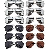OWL 12 Pack Aviator Sunglasses Mirrored Lens, Womens Mens Wholesale Eyewear with Black, Silver, Gold Frames