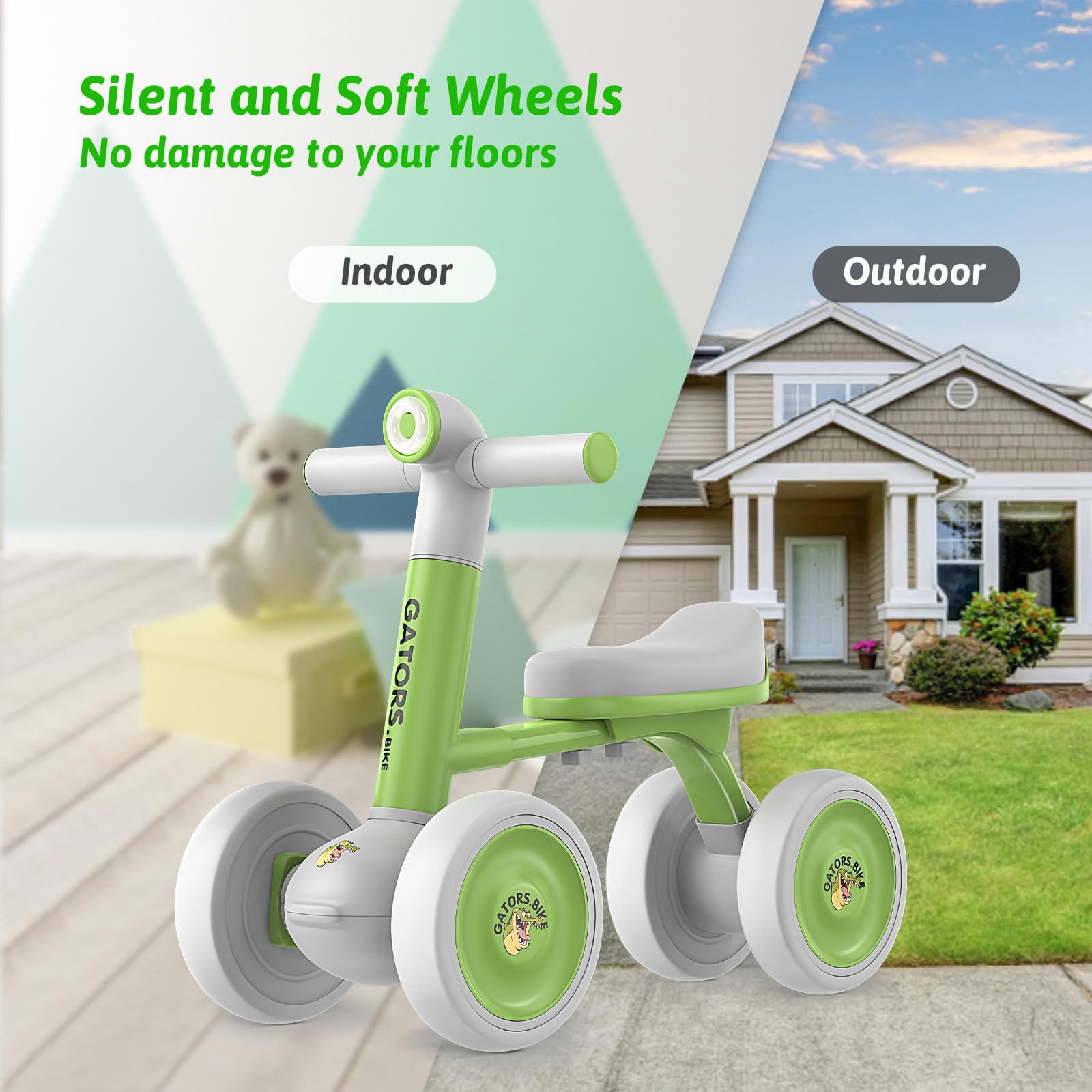 Baby Balance Walker Bike for Toddler: 4 Wheels Pre-School First Bike Walk and Ride On Toys - Ideal 1st Birthday Gifts for 12-24 Months Boys & Girls