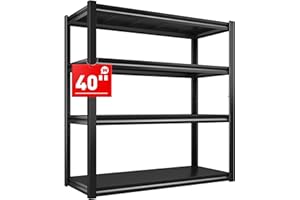 Raybee 40" W Garage Shelving, Storage Shelves 56.9" H, Metal Shelving Heavy Duty Load 1600LBS, Adjustable Metal Shelves for Storage Pantry Kitchen 40" W x 19.1" D x 56.9" H
