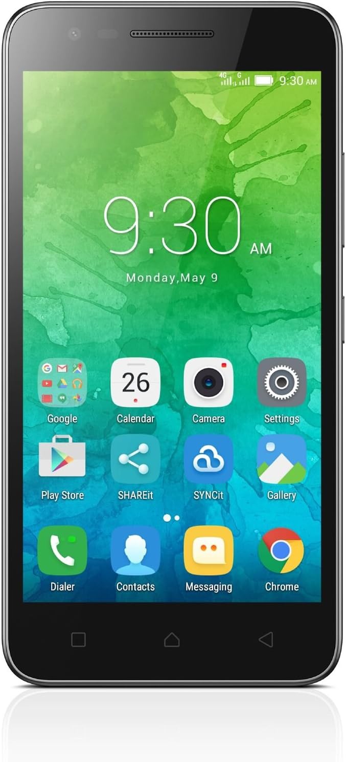 Lenovo C2 Black Dual SIM 4G LTE Smartphone - Google Android, Quad Core Processor, 5" HD Touch Screen, 1GB RAM, 8GB Storage, 8MP Camera, Factory Unlocked