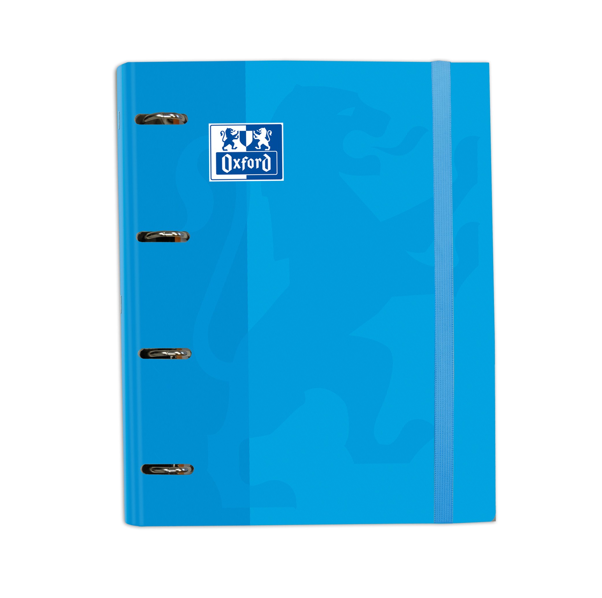 Oxford, 4 Ring Binder A4+, Extra Hard Cover with Rubber, Includes 5 x 5 Grid Refill, Turquoise