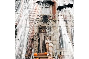 Hifunwu 1500 sqft Spider Webs Halloween Decorations Super Stretch Fake Web Cobwebs with 50 Fake Spiders for Indoor Outdoor Halloween Decoration Supplies